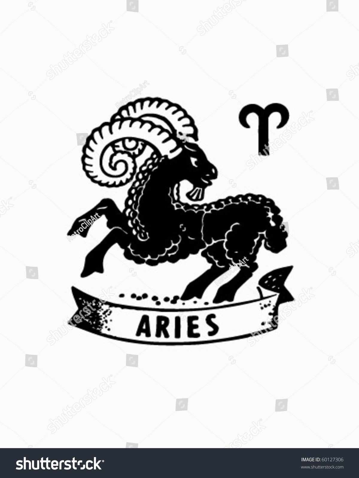 Zodiac - Aries - Retro Clip Art Stock Vector Illustration 60127306 ...