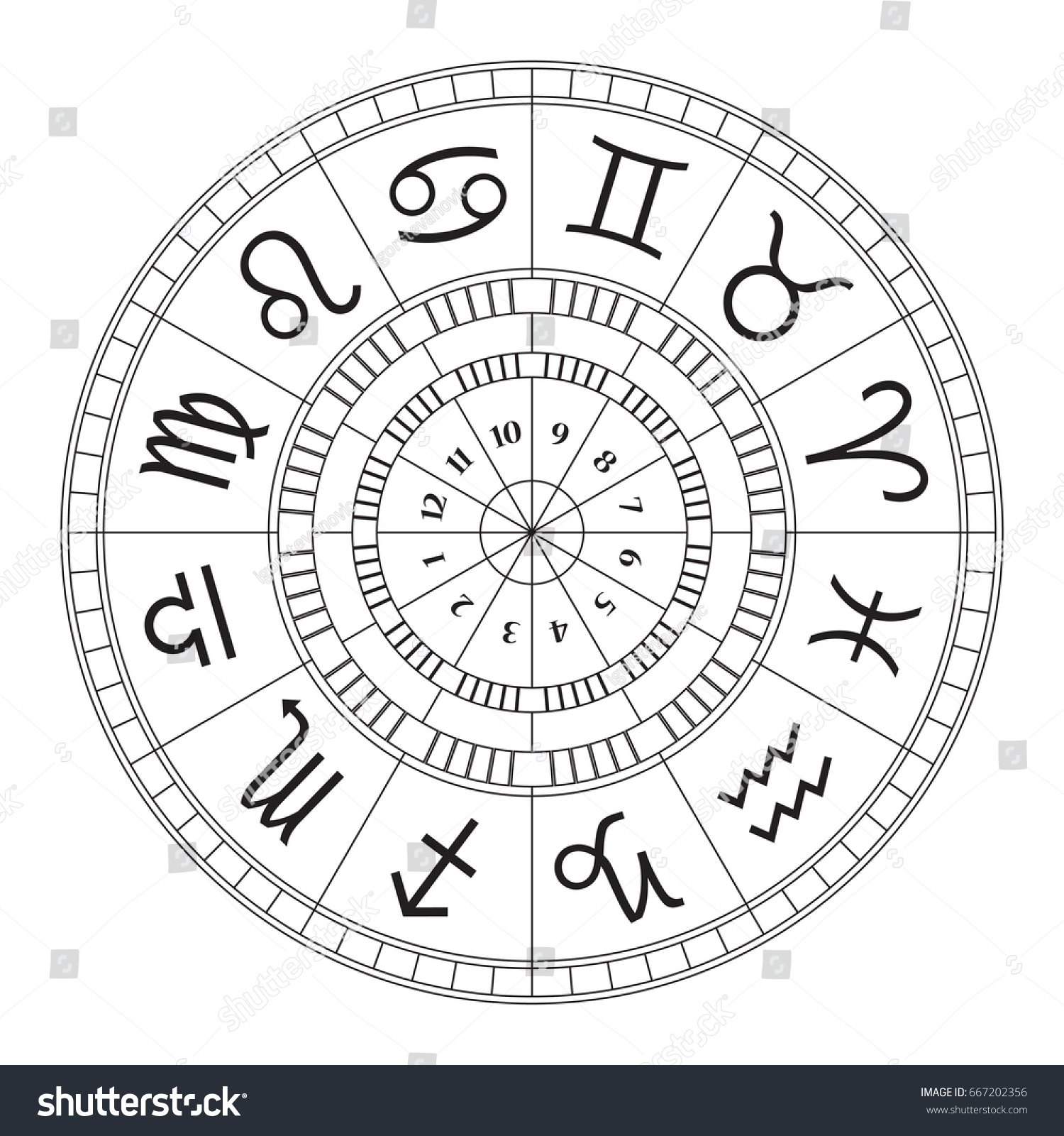 Zodiac Astrology Signs Horoscope Simple Lineart Stock Vector (Royalty ...