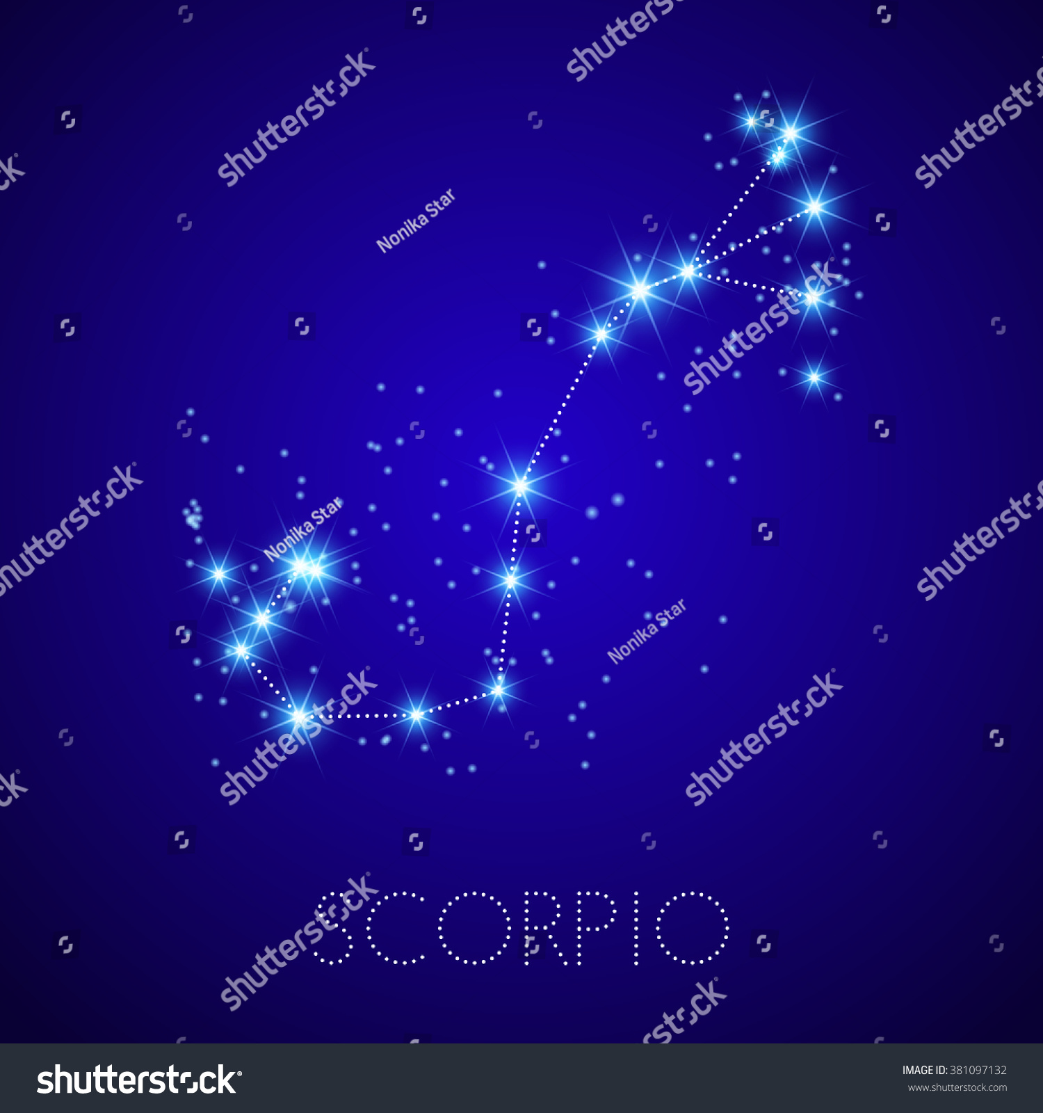 Zodiac Constellation Scorpio Realistic Star Map Stock Vector (Royalty ...