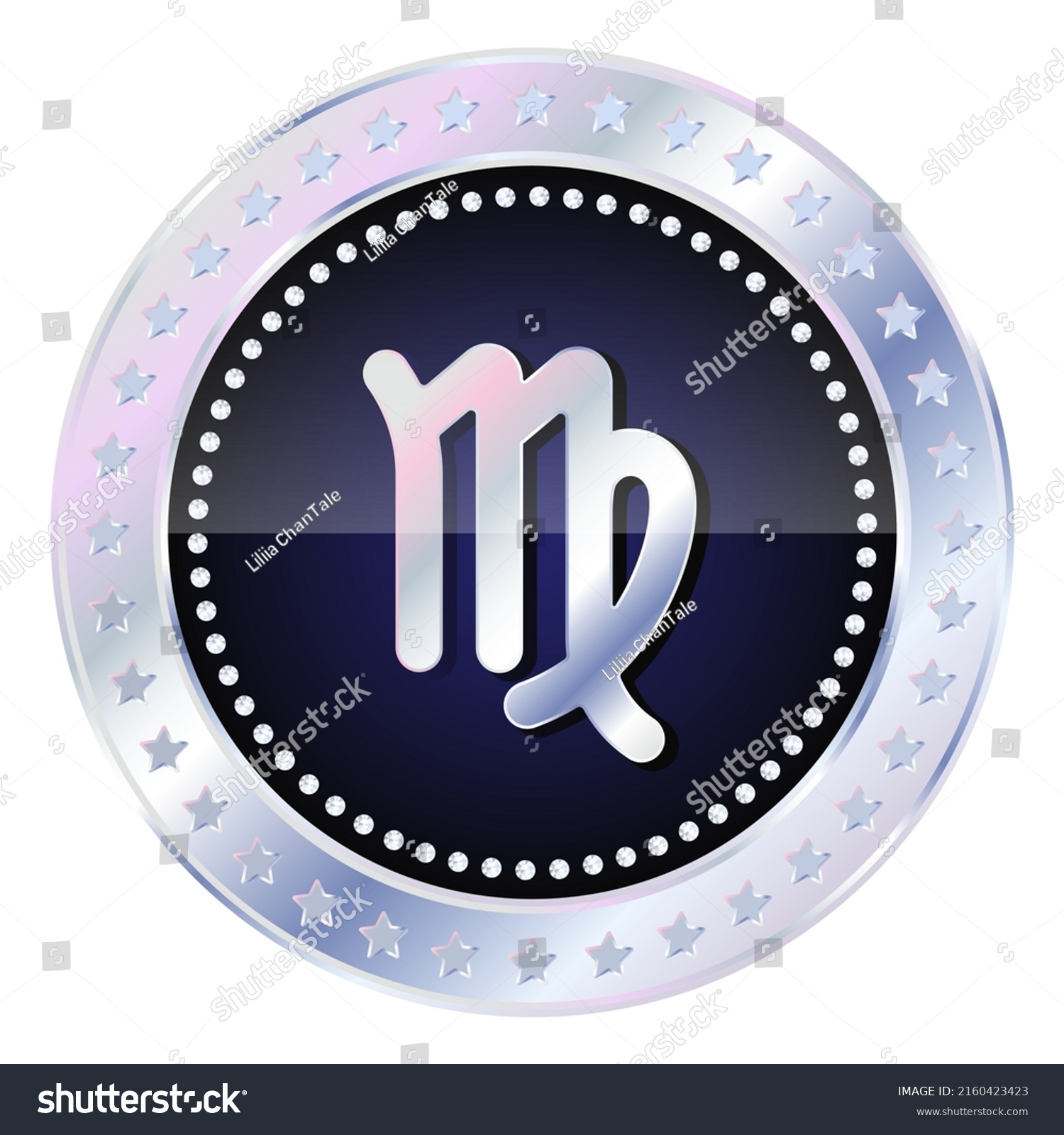 Zodiac Horoscope Sign Virgo Silver Round Stock Vector (Royalty Free ...