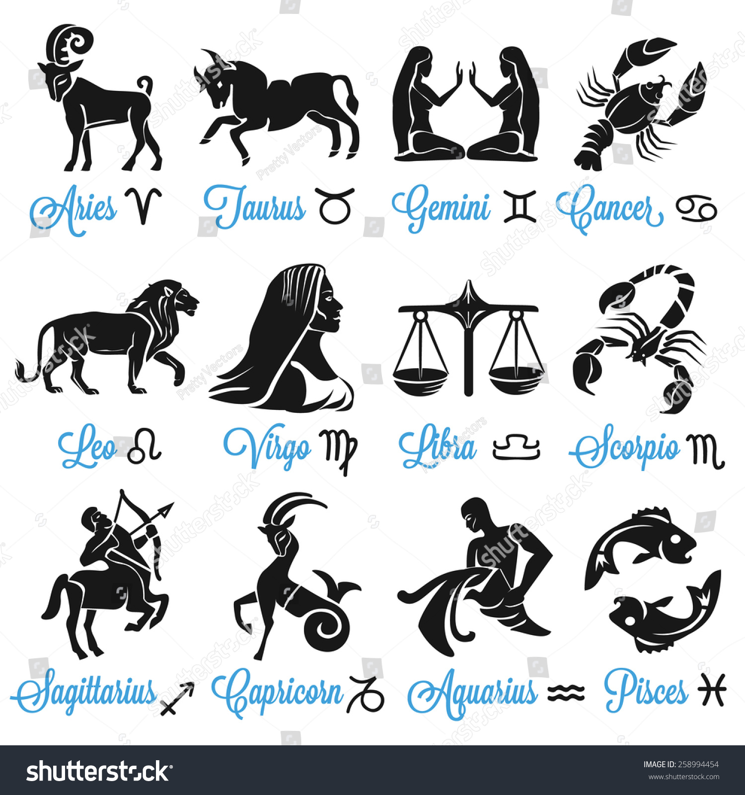 Zodiac Icons. Vector Illustration. Isolated On White Background ...