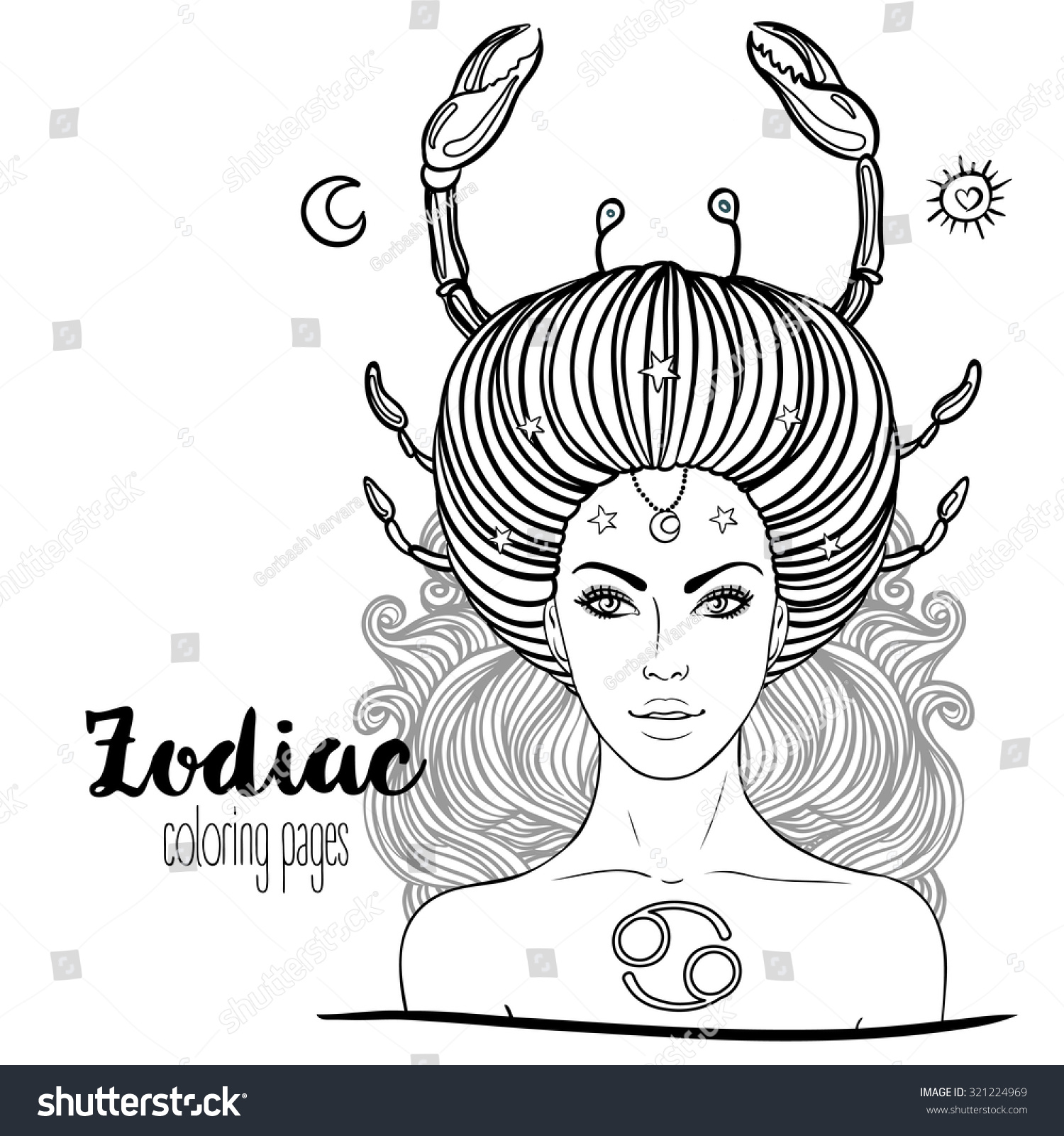 Zodiac: Illustration Of Cancer Astrological Sign As A Beautiful Girl ...