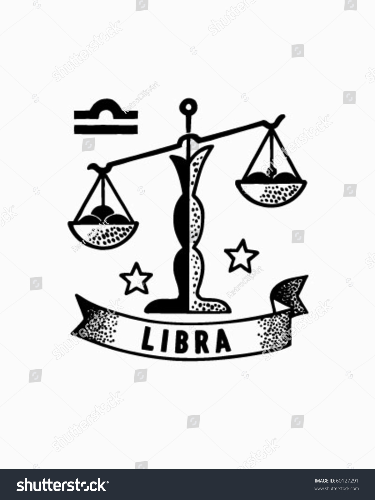 Zodiac Libra Retro Clip Art Stock Vector 60127291 - Shutterstock