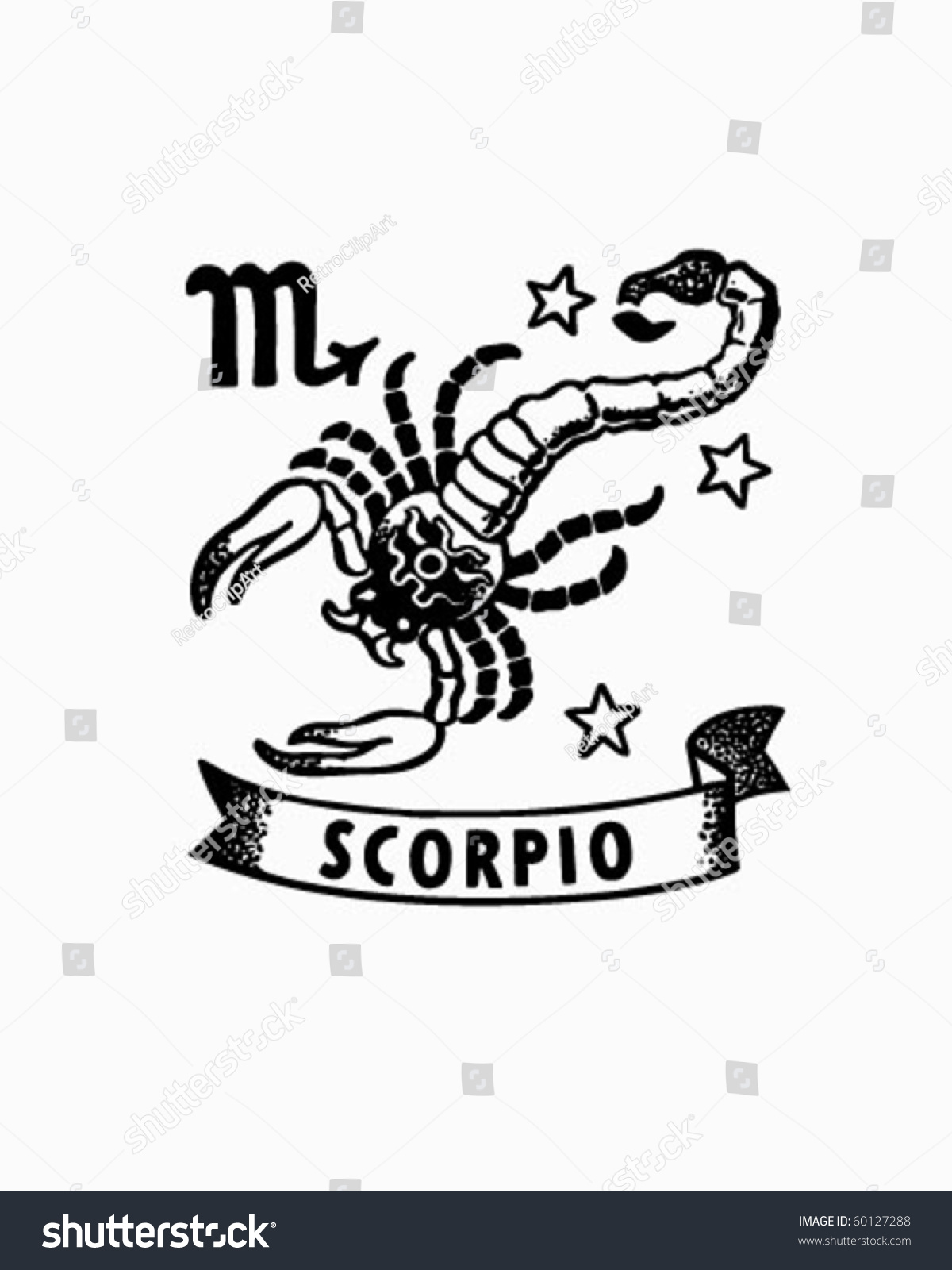 Zodiac - Scorpio - Retro Clip Art Stock Vector Illustration 60127288 ...