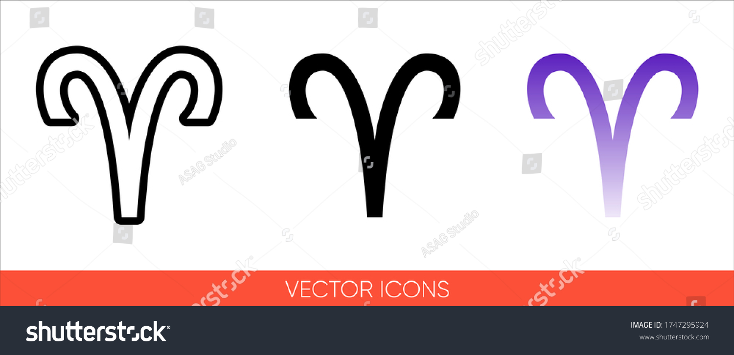 SVG of Zodiac sign aries from March to April  icon of 3 types: color, black and white, outline. Isolated vector sign symbol. svg