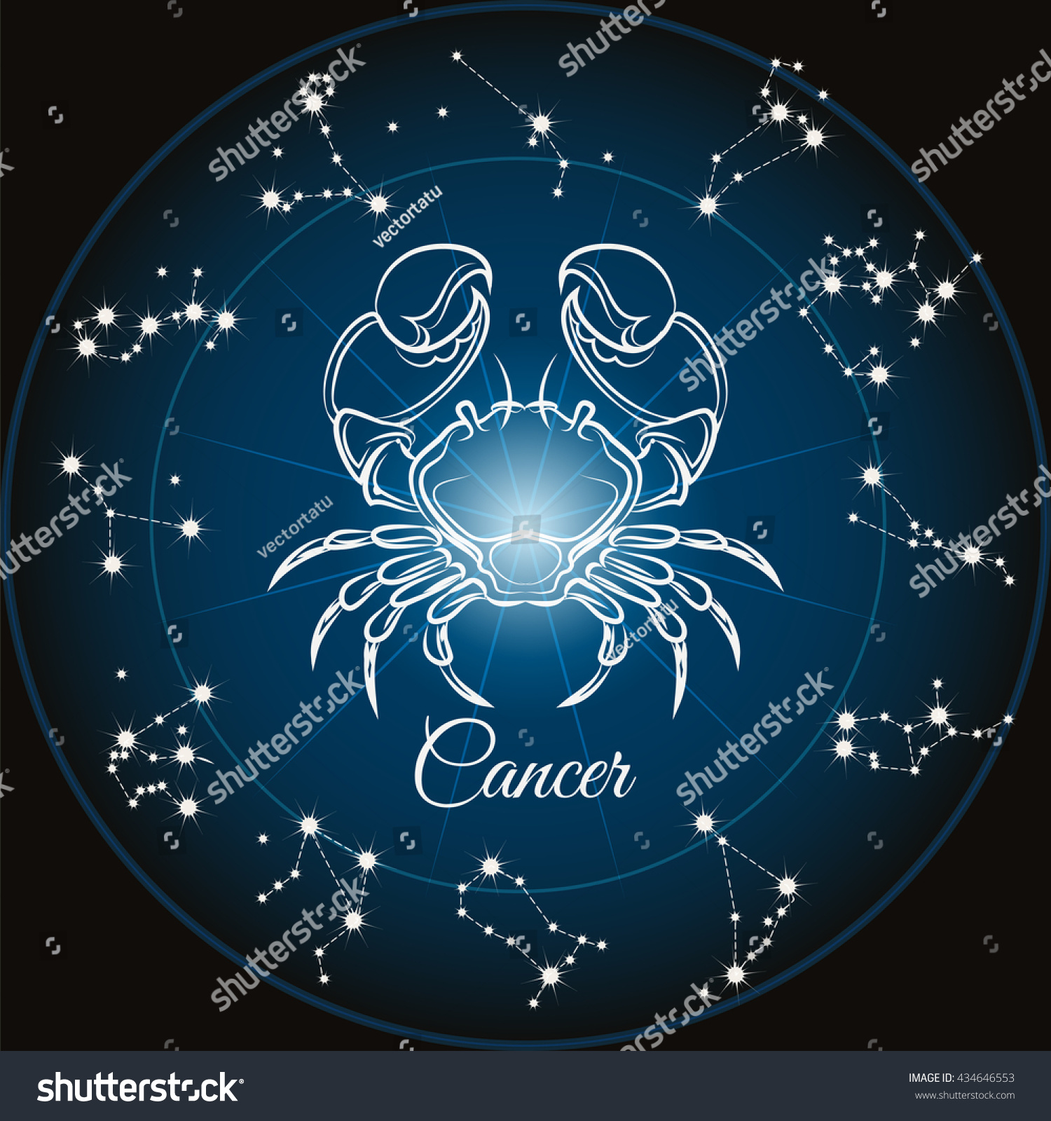 Zodiac Sign Cancer Circle Constellations Vector Stock Vector (Royalty ...