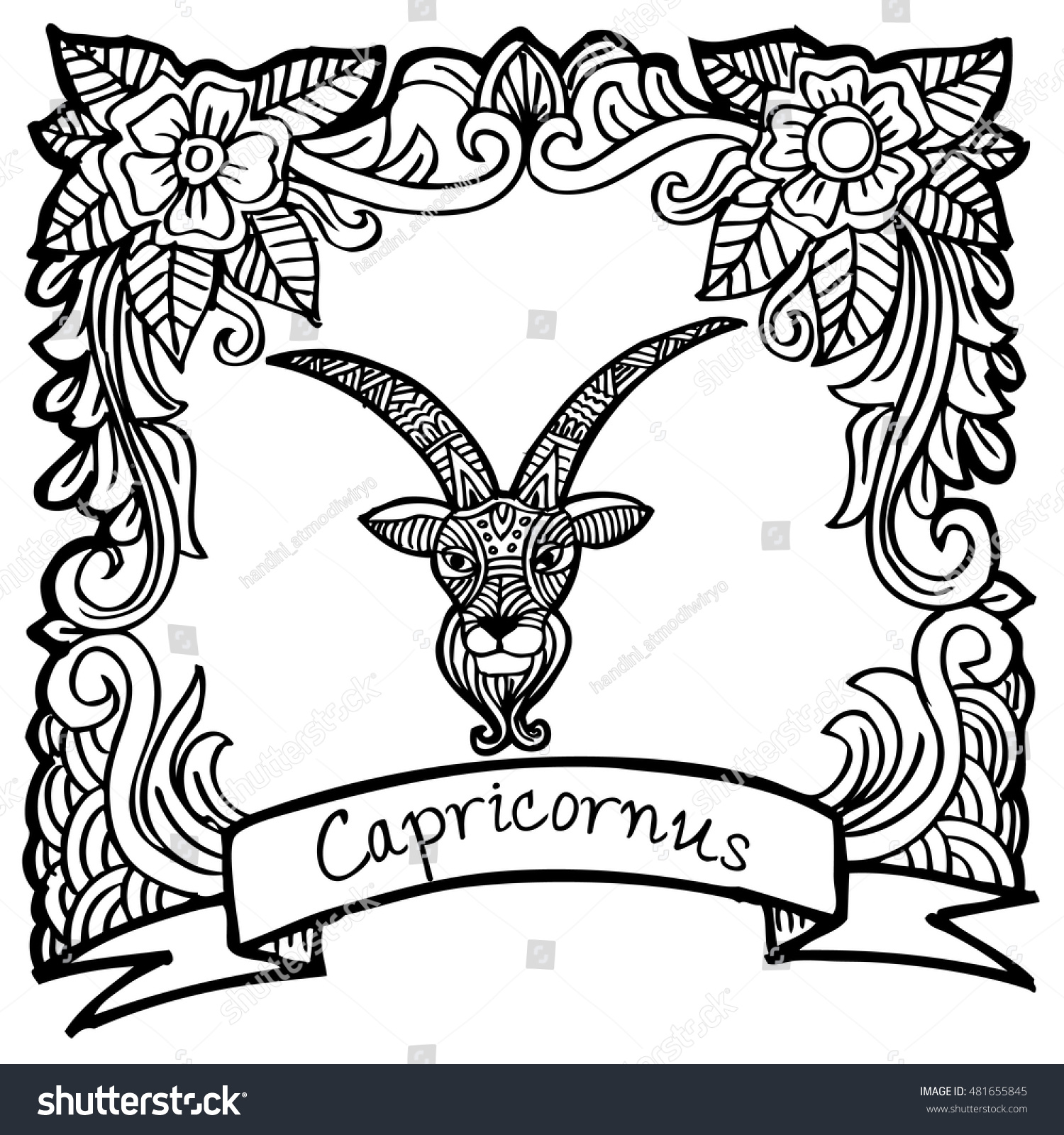 Zodiac Sign Capricornus. Decorative Style. Stock Vector 481655845 ...