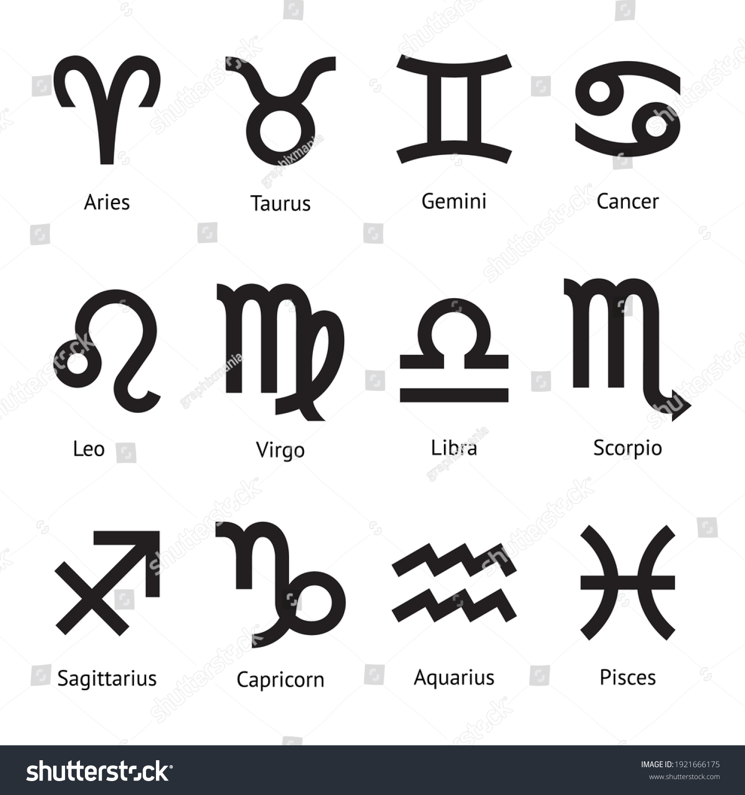 Zodiac Sign Icons Vector Illustrations Stock Vector (Royalty Free ...