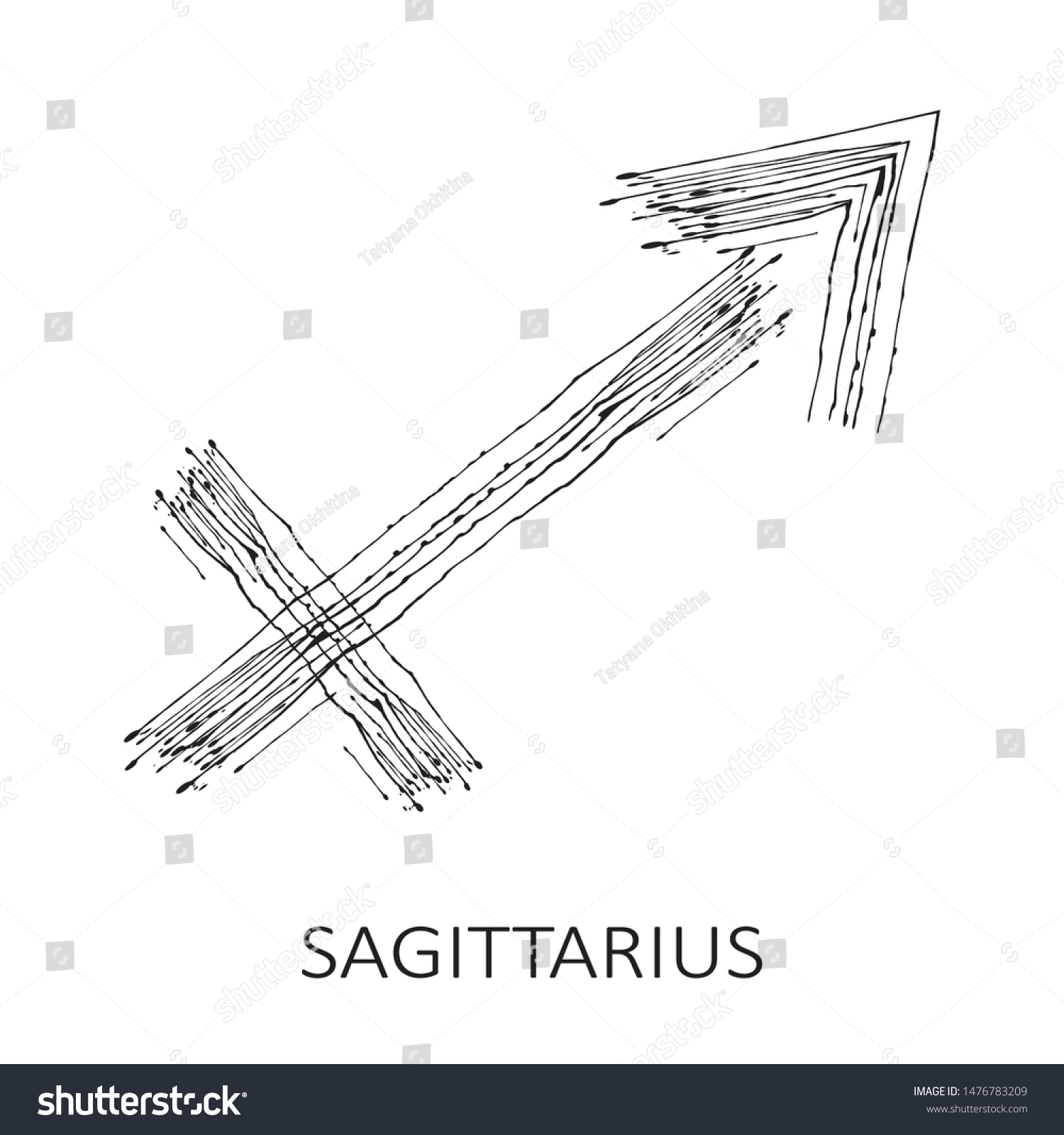 Zodiac Sign Sagittarius Isolated On White Stock Vector (Royalty Free ...