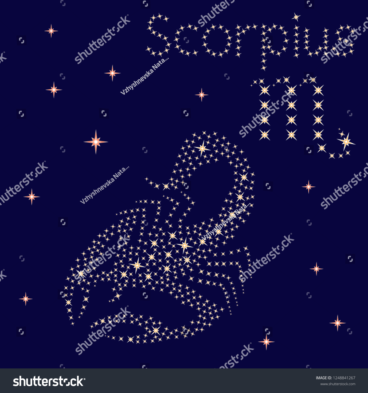 Zodiac Sign Scorpius On Background Starry Stock Vector Royalty Free 1248841267 Shutterstock 7356