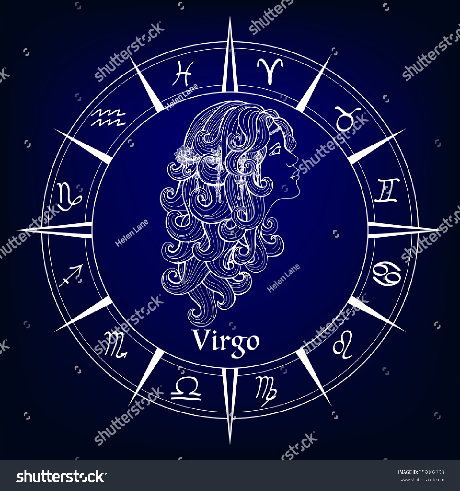 Zodiac Sign Virgo Stock Vector Illustration 359002703 : Shutterstock