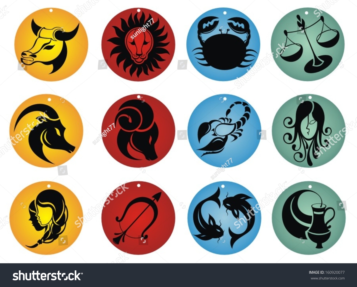 Zodiac Signs Stock Vector Illustration 160920077 : Shutterstock