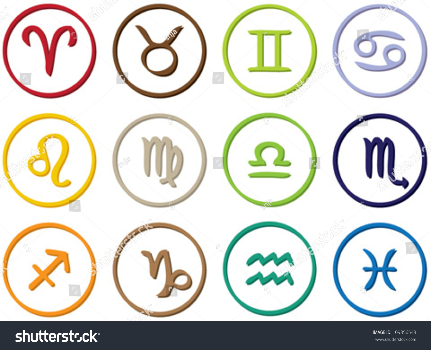 Zodiac Signs - Astrology Symbols Stock Vector Illustration 109356548 ...