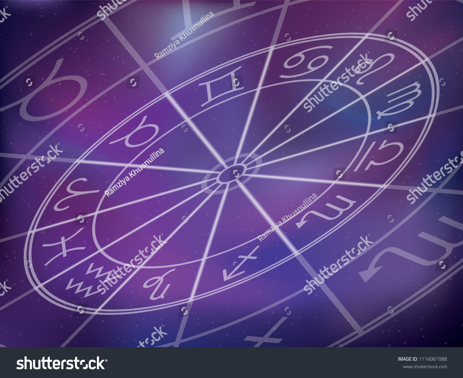 Zodiac Signs Background Circle Astrological Calendar Stock Vector