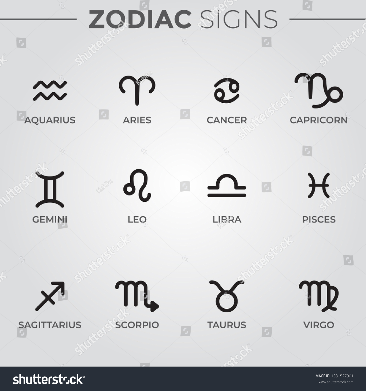 Zodiac Signs Horoscope Symbols Icons Stock Vector (Royalty Free) 1331527901