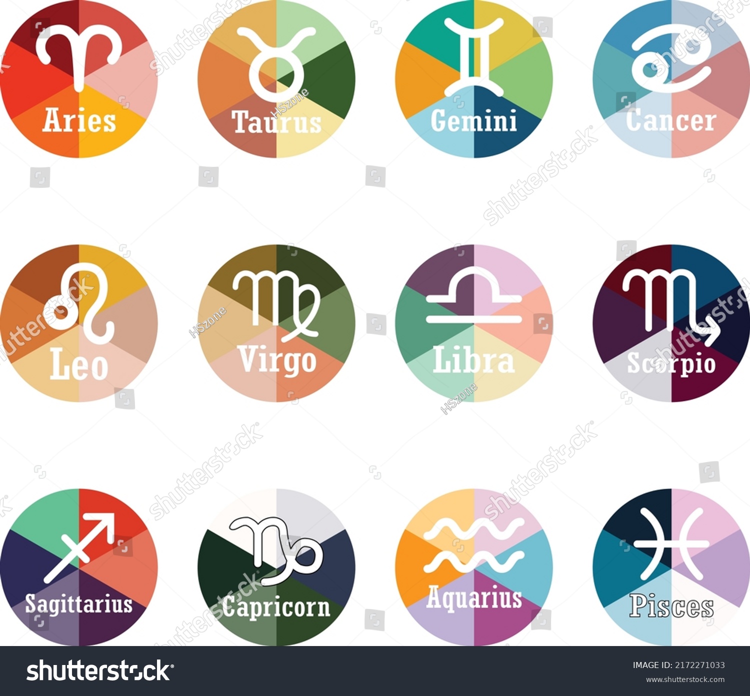 Zodiac Signs Pixel Art Vector Illustration Stock Vector (Royalty Free ...