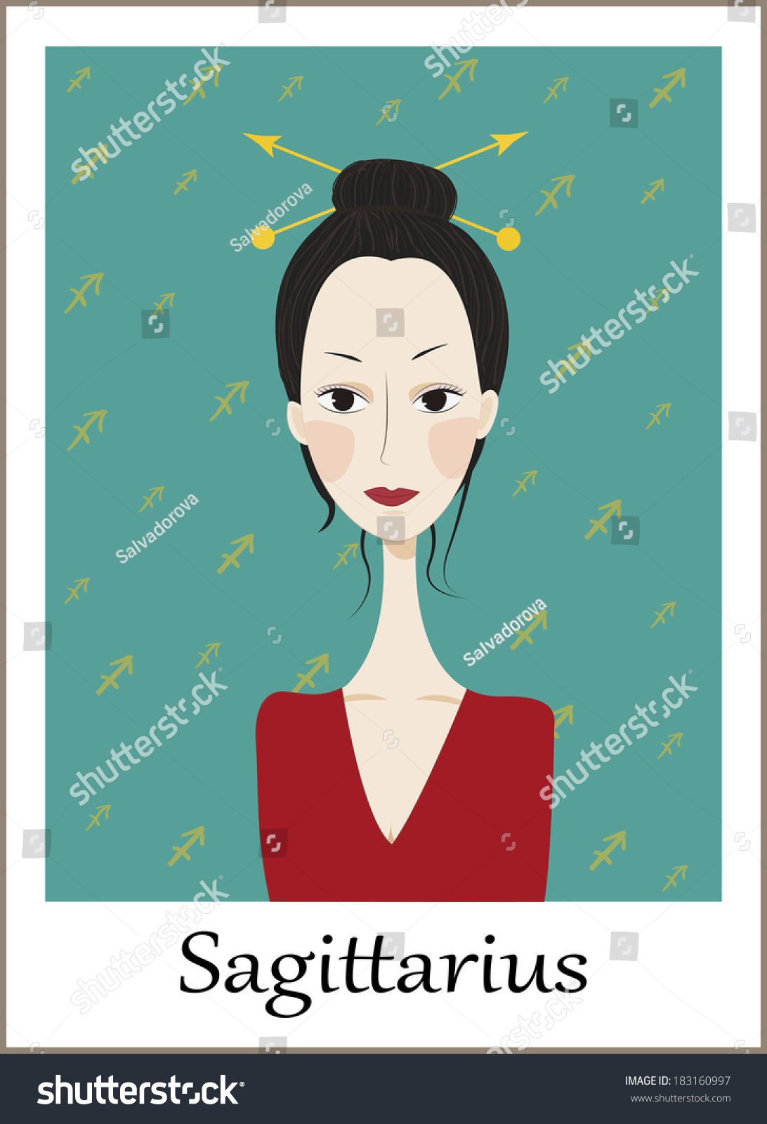 Zodiac Signs Sagittarius Vector Illustration Girl Stock Vector Royalty