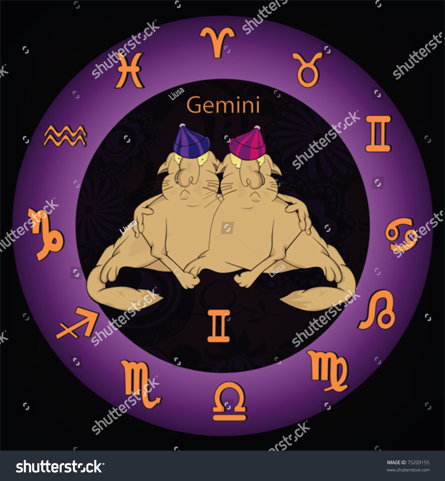 Zodiac Signs Twins Stock Vector (Royalty Free) 75209155