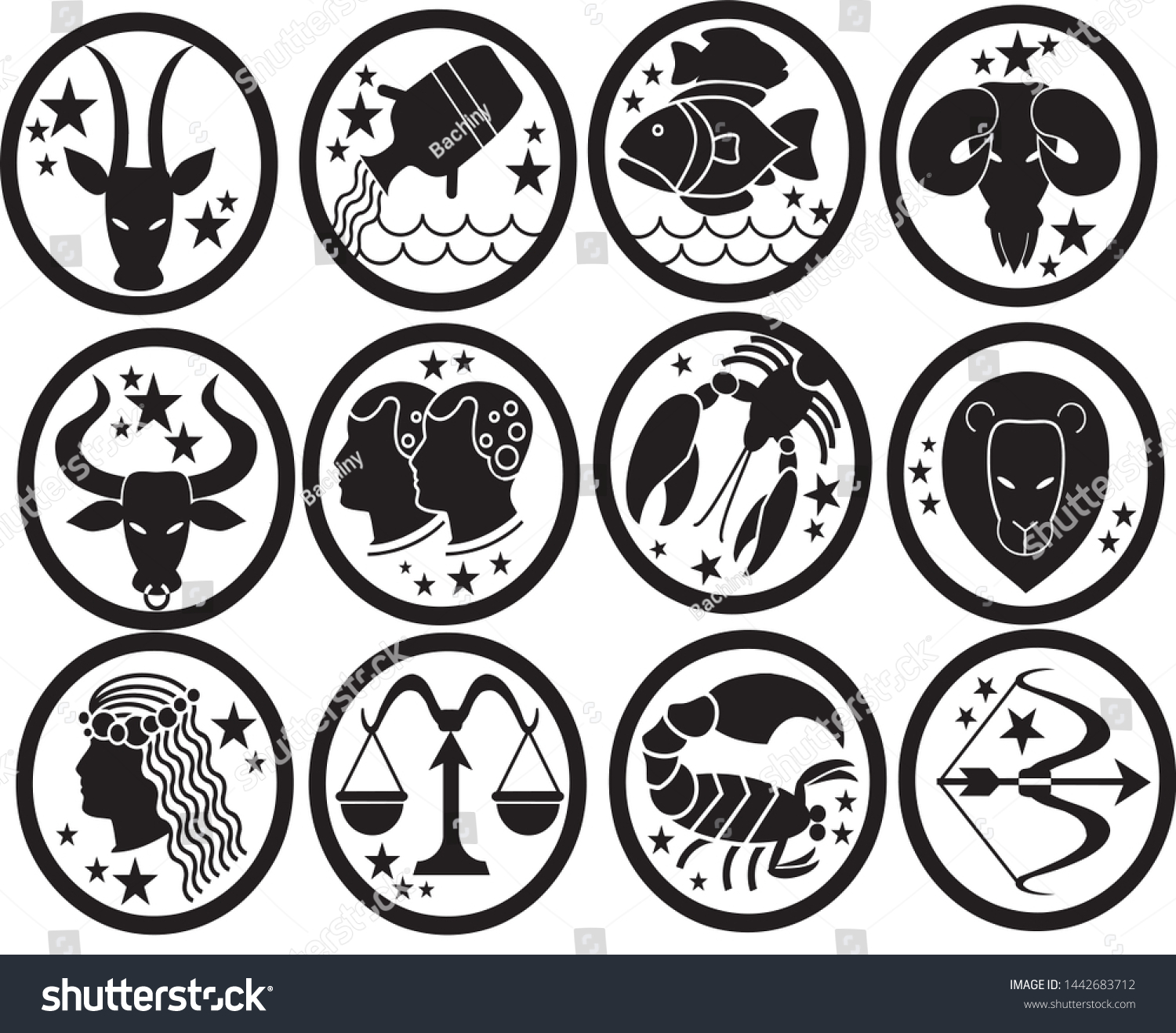 Zodiac Signs Vector Astrology Horoscope Stock Vector (Royalty Free ...