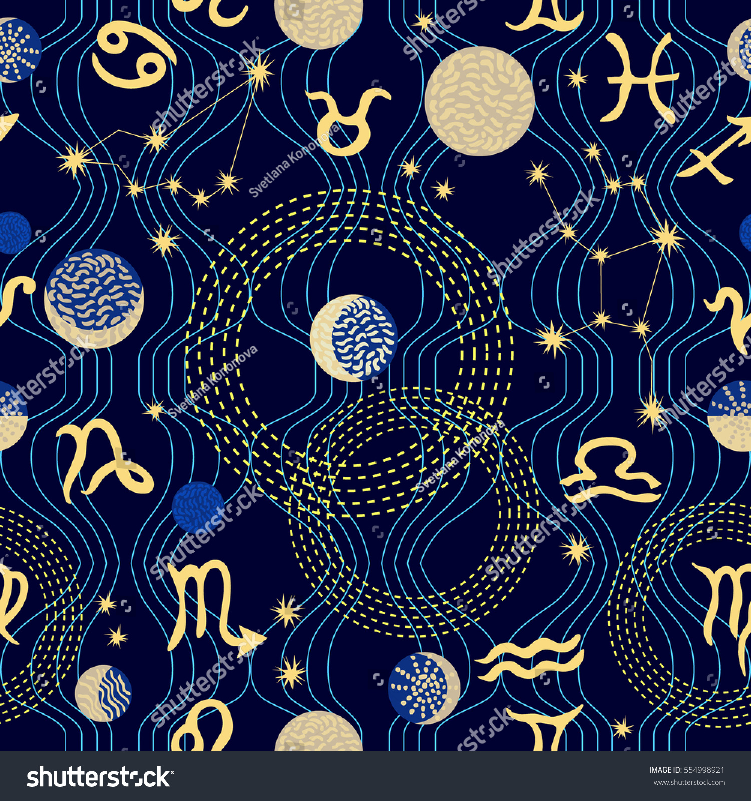 Zodiac Sky Abstract Seamless Vector Pattern Stockvektor 554998921 ...