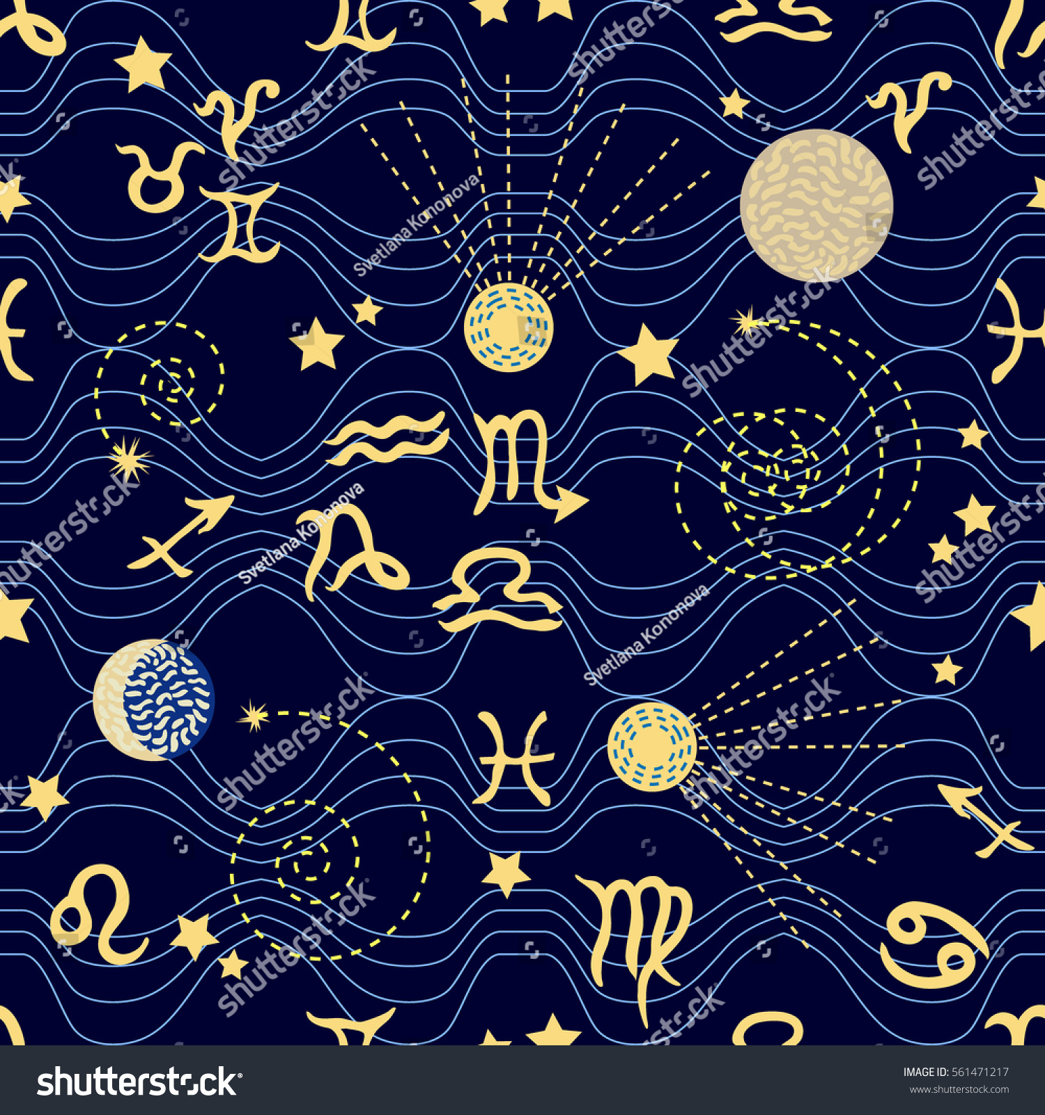 Zodiac Sky Abstract Seamless Vector Pattern Stock Vector 561471217 ...