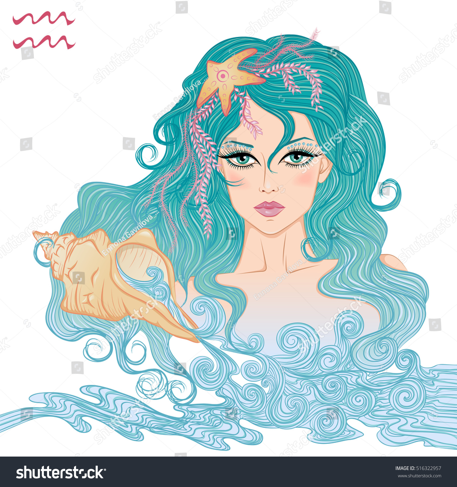 Zodiac Vector Illustration Astrological Sign Aquarius Stock Vector ...