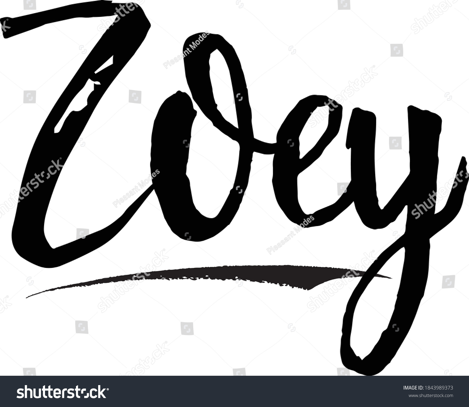 Zoeyfemale Name Modern Brush Calligraphy Cursive Stock Vector (Royalty ...