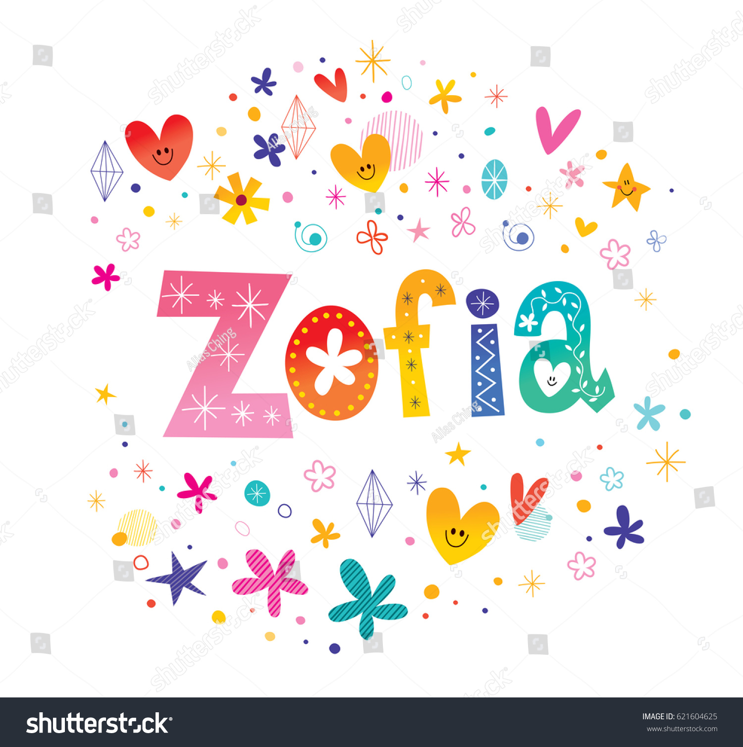 Zofia Girls Name Decorative Lettering Type Stock Vector (Royalty Free ...