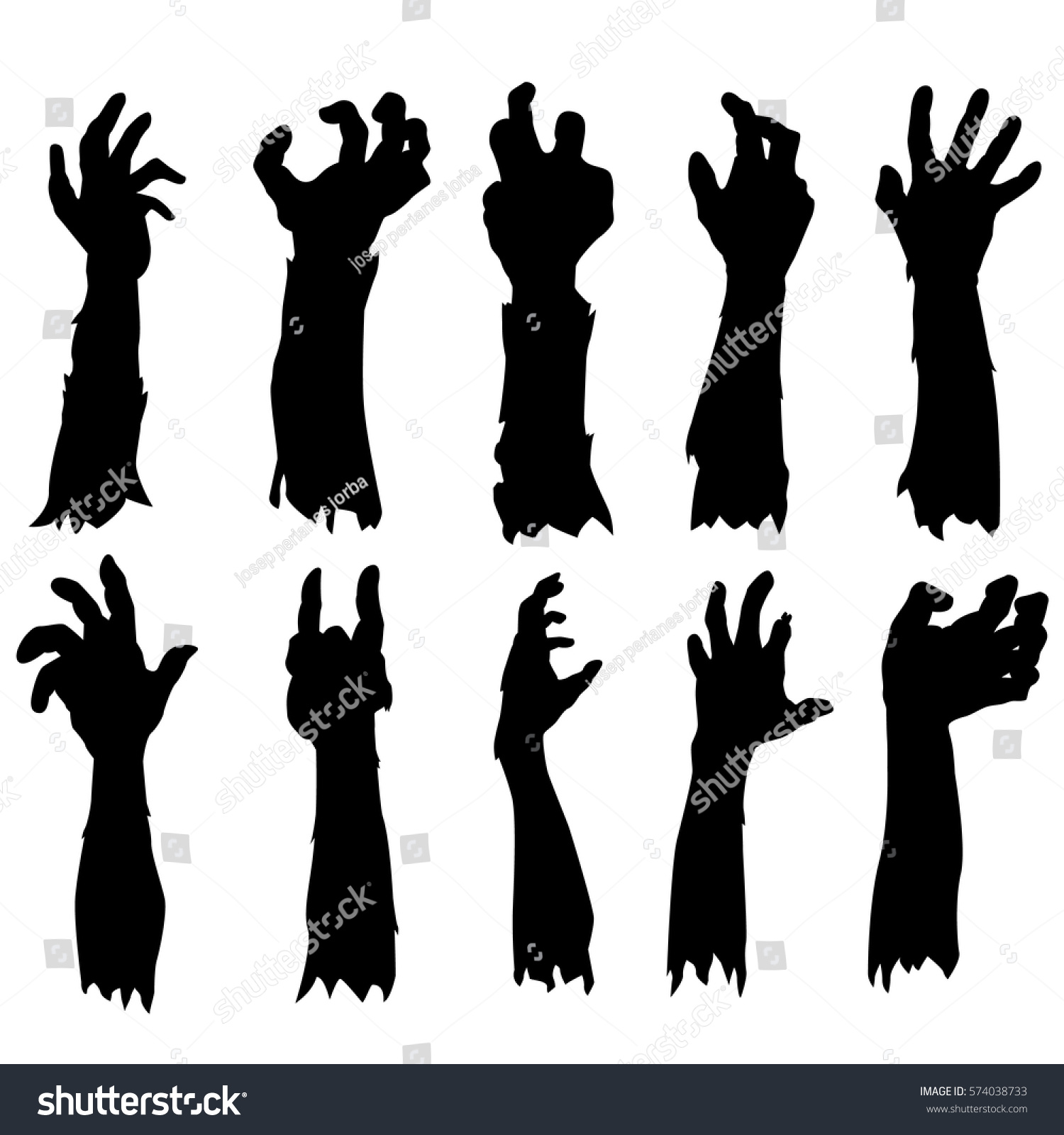 Zombie Hand Silhouette Clip Art Design Stock Vector 574038733