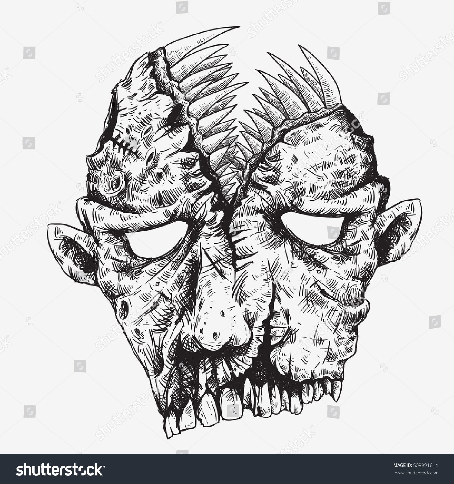 Zombie Head Skull Scary Mouth On The Arts Miscellaneous