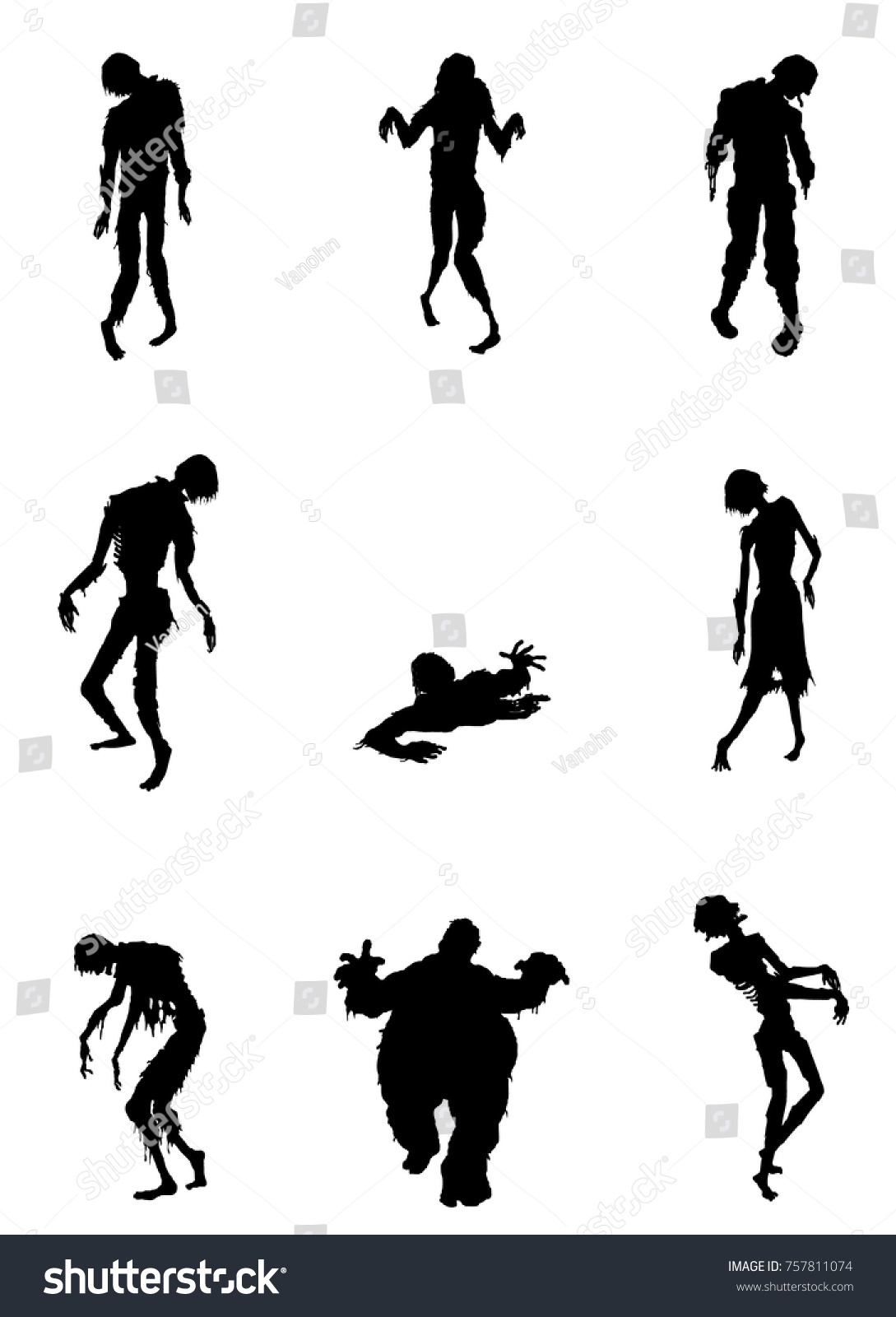 Zombies Silhouette Vector Stock Vector Royalty Free 757811074 9511