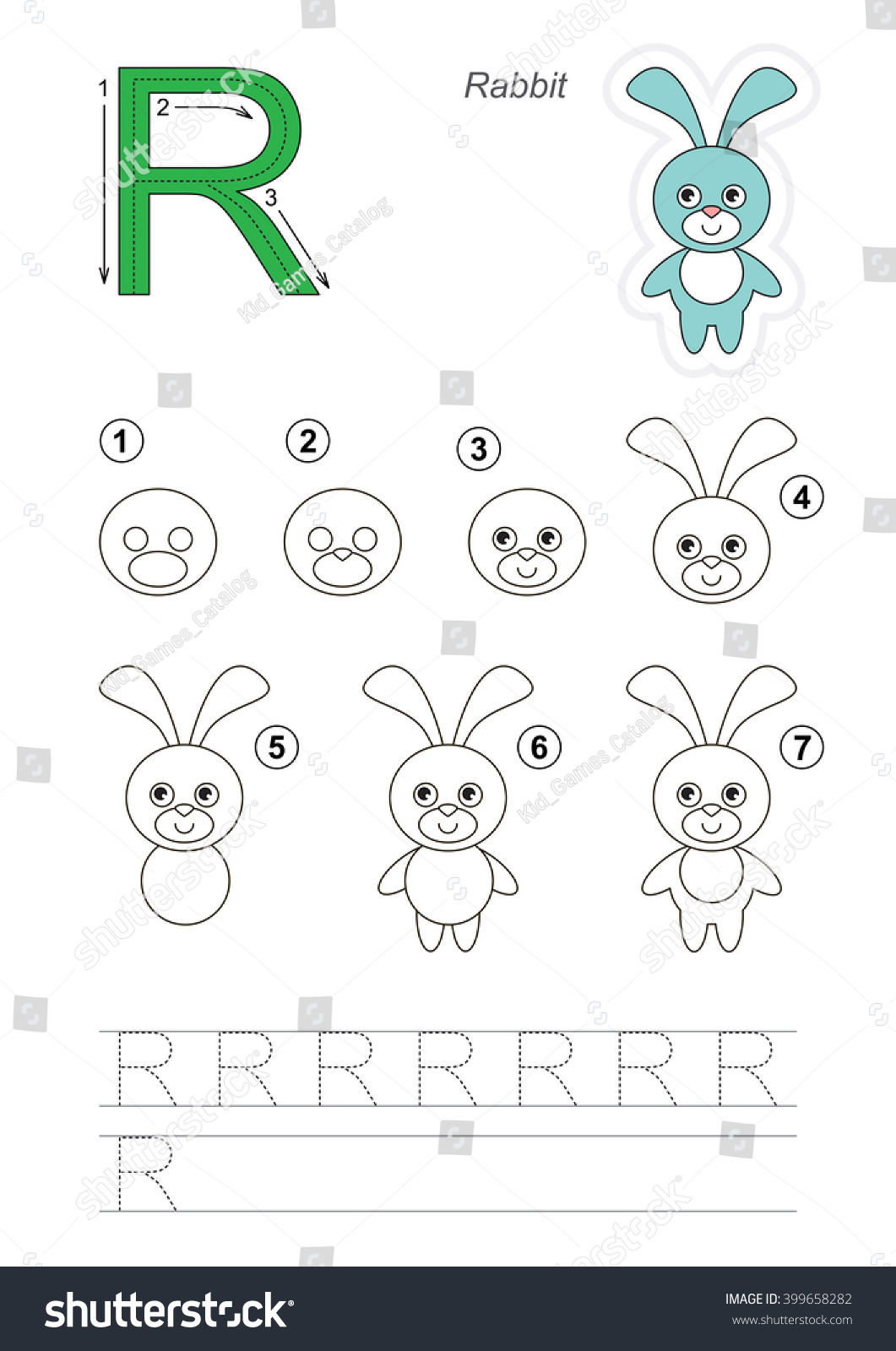 Zoo Alphabet Complete Learn Handwriting Drawing Stock Vector (Royalty ...