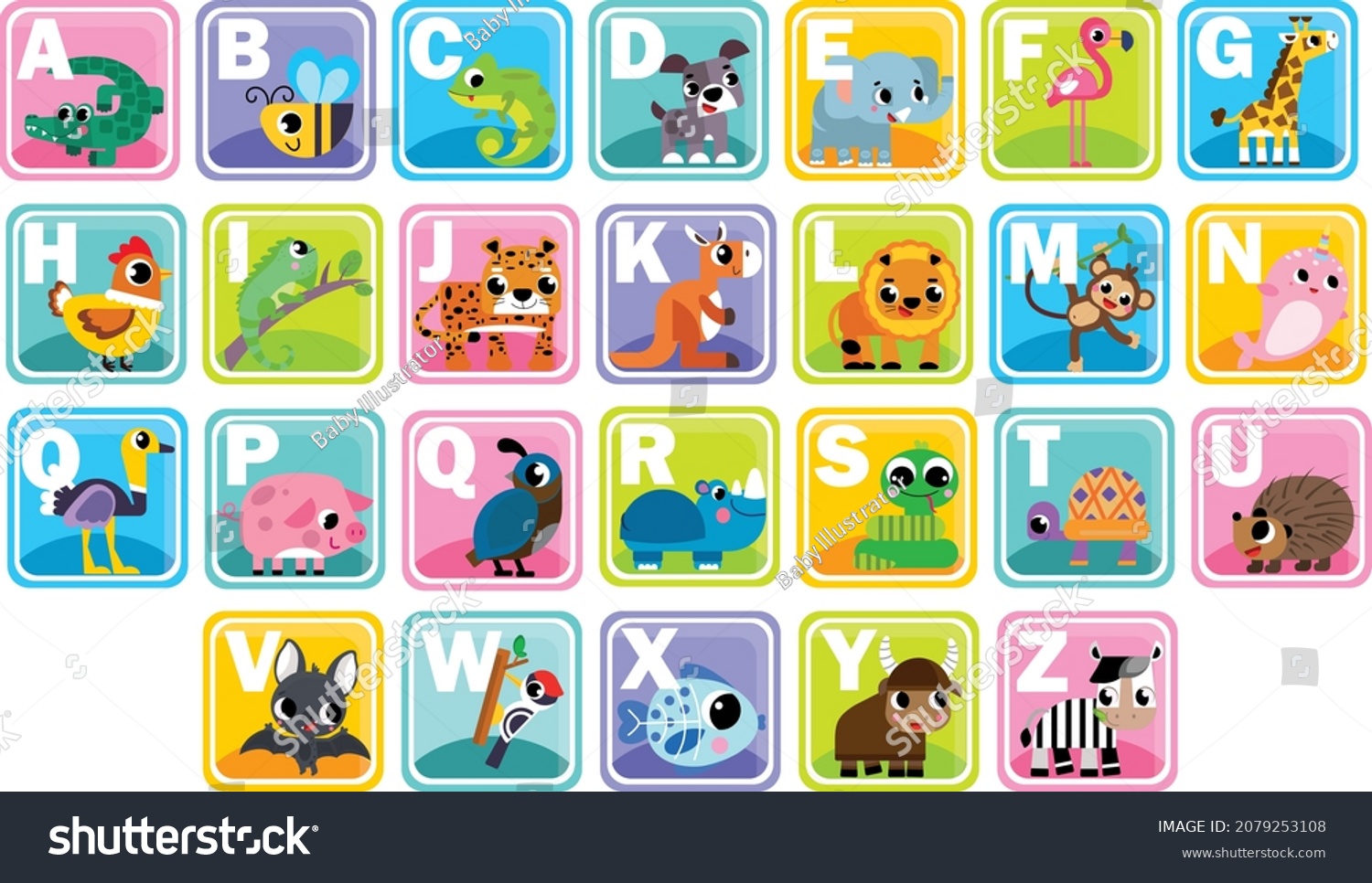 Zoo Alphabet Funny Animals Vector Icons Stock Vector (Royalty Free ...