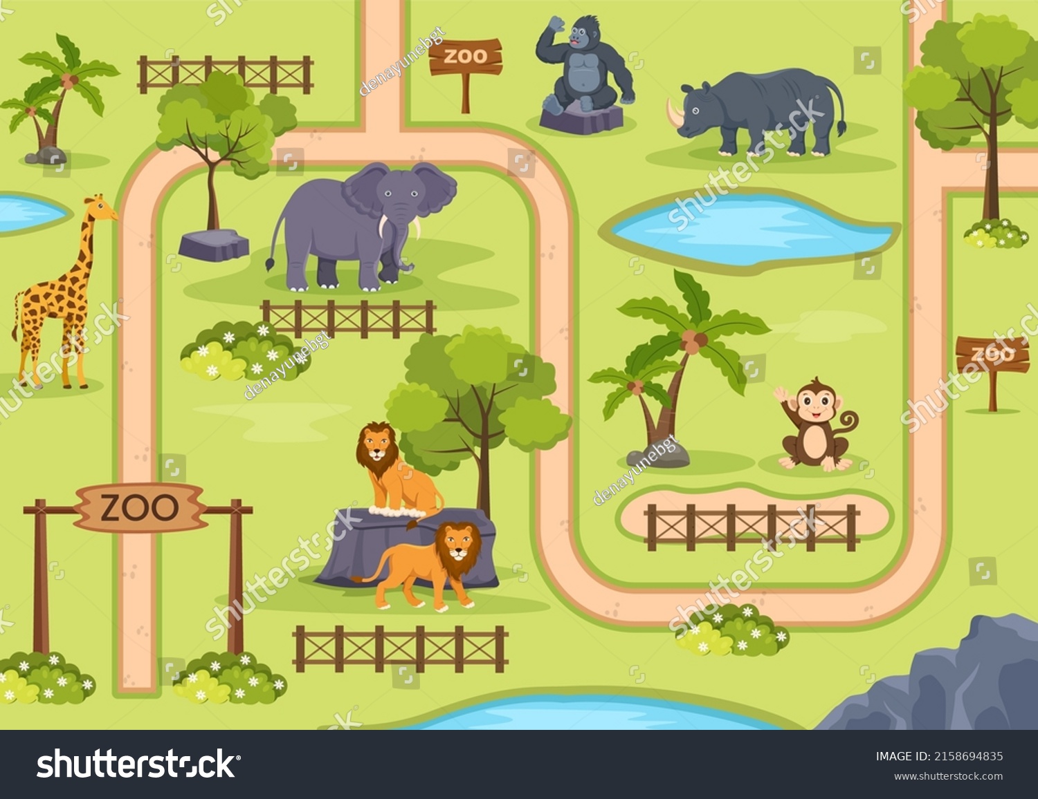 Zoo Map Cage Outdoor Park Entrance Stock Vector (Royalty Free ...