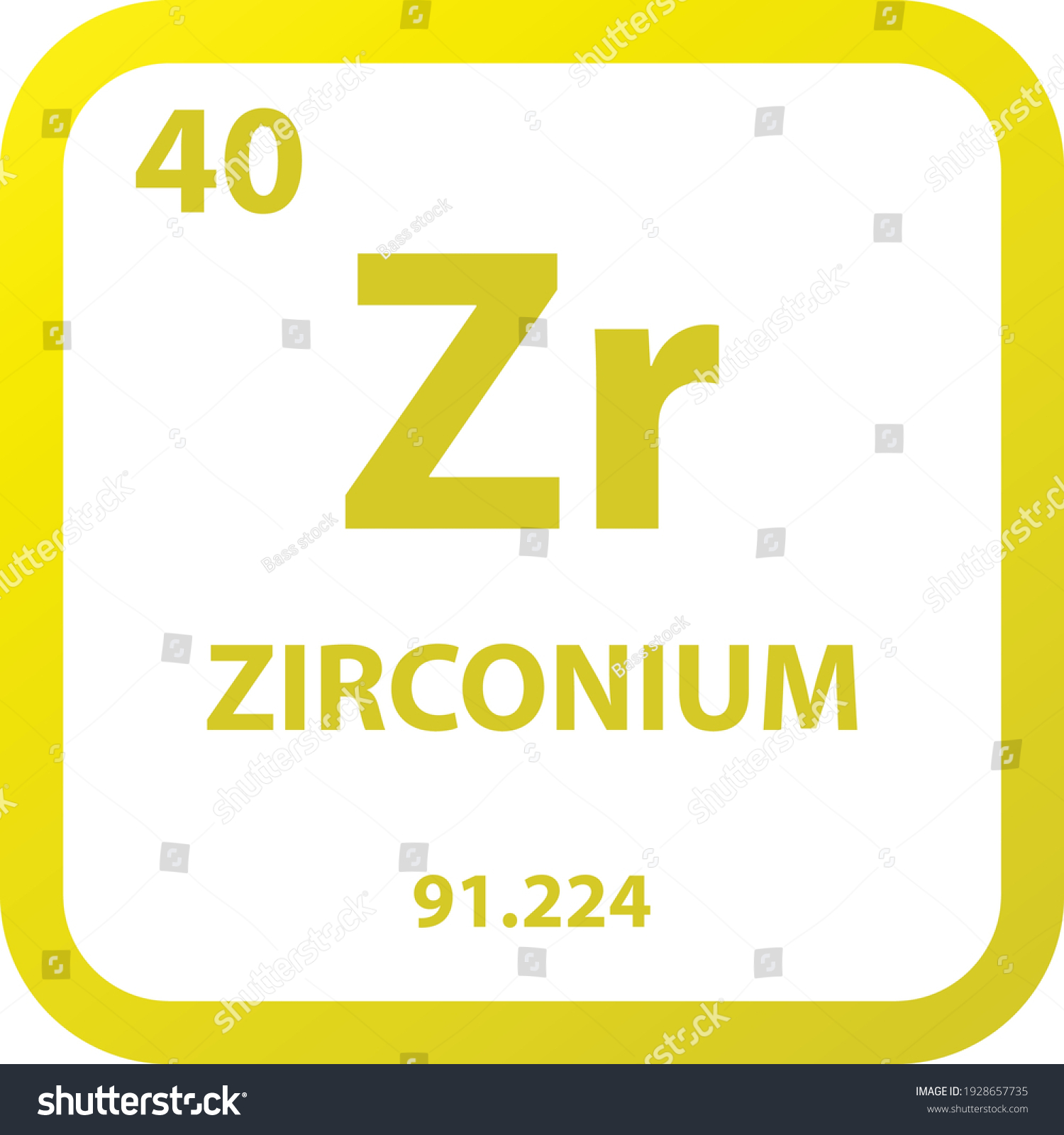 Zr Zirconium Transition Metal Chemical Element Stock Vector (Royalty ...