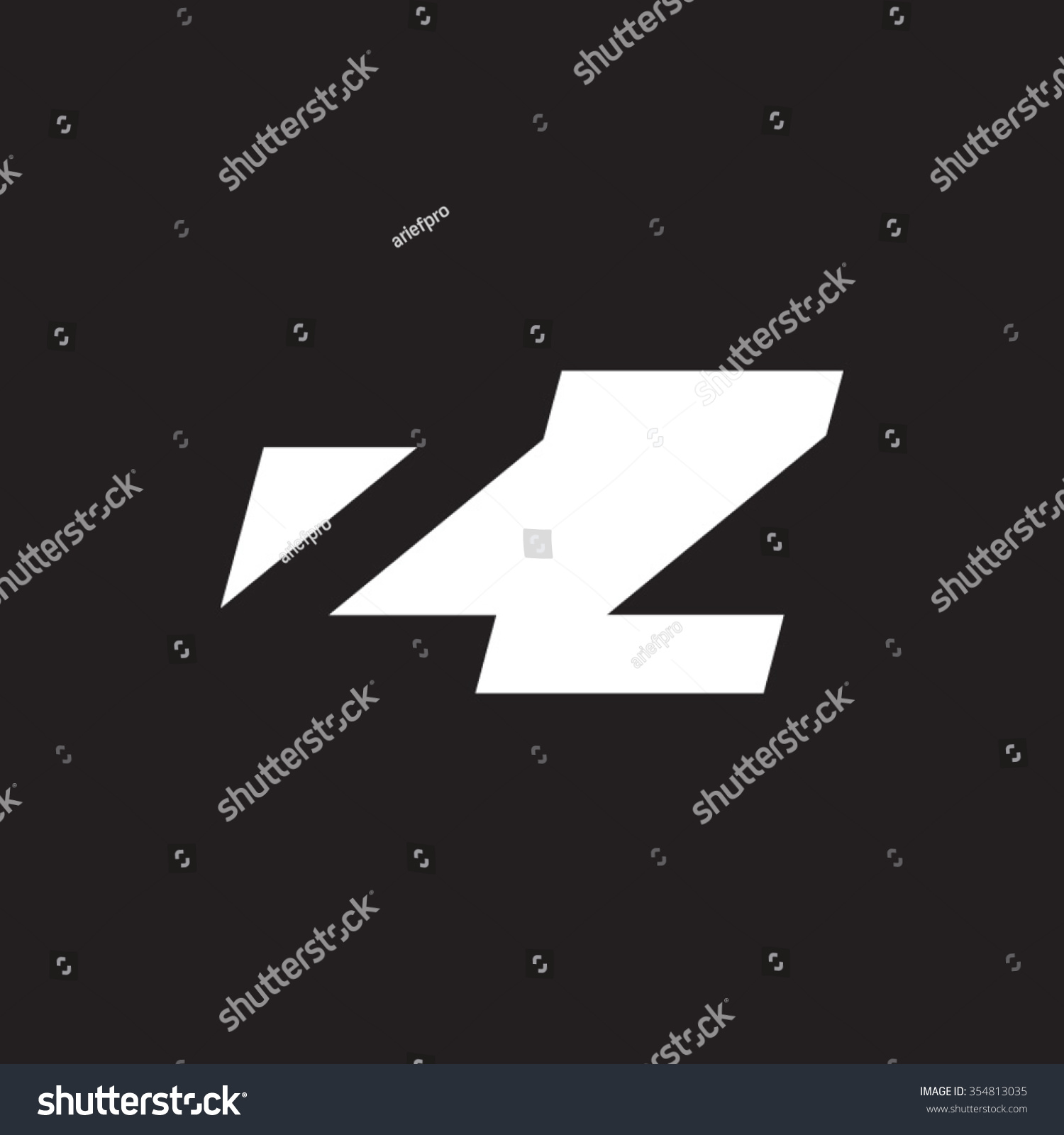 Zz Negative Space Letter Logo Black Stock Vector 354813035 - Shutterstock